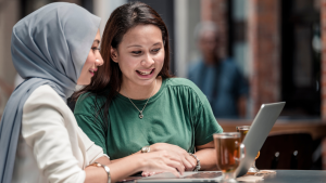 woman working on laptop